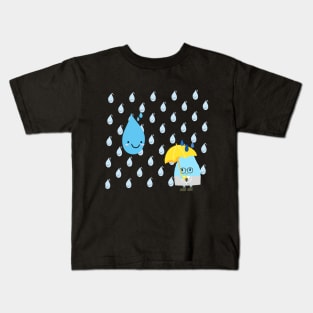 raindrops fall, raindrops, cute, lovely, adorable, charming, sweet raindrops Kids T-Shirt
